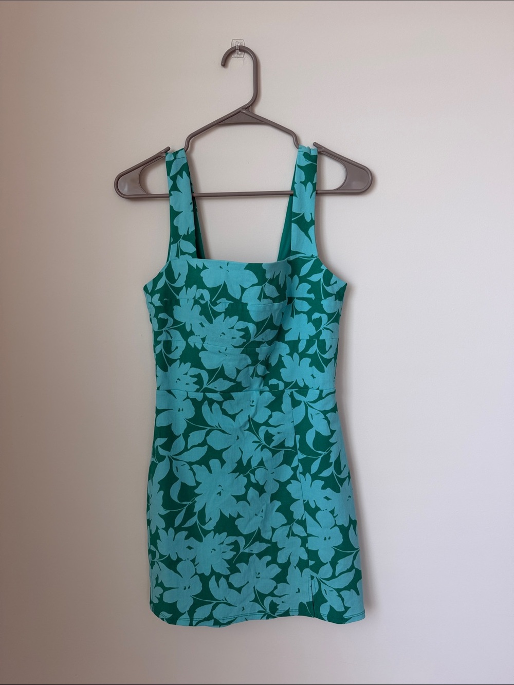 Altar’d State Green Floral Square-Neck Mini Dress